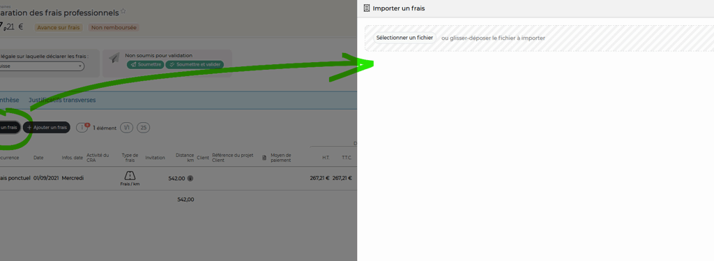 imports notes de frais